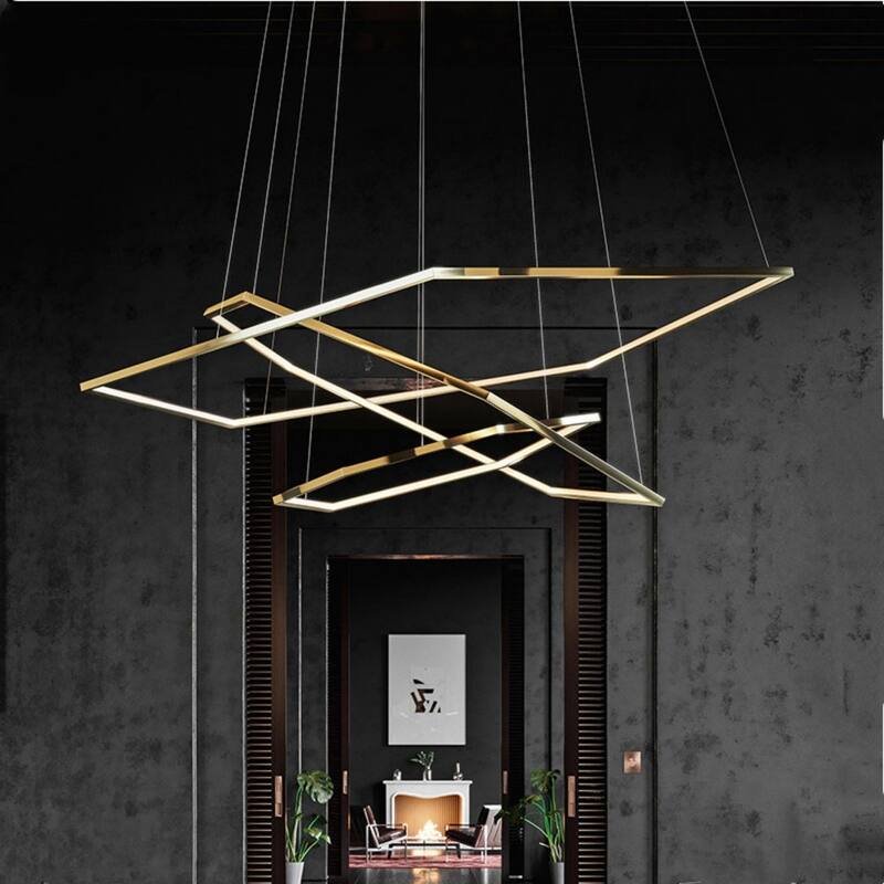 Luxury LED Gold Chandelier 31 in Wide Multi Light Pendant