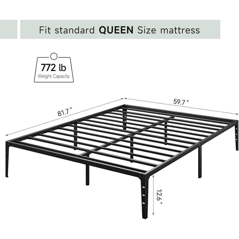 Bed Frame, Metal Slat Support