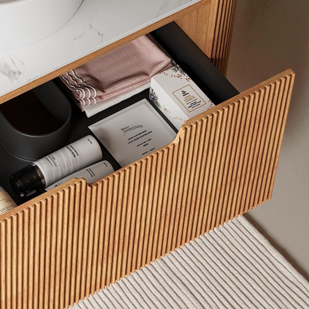 36 Inch Wall Mounted Bathroom Vanity with Vessel Sink, Artificial Marble Top and Soft Close Drawer