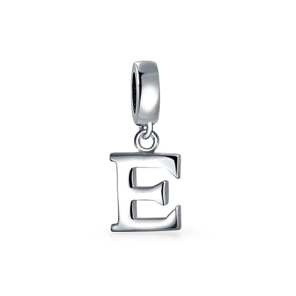 Sterling Silver Medium Block Initial E Charm
