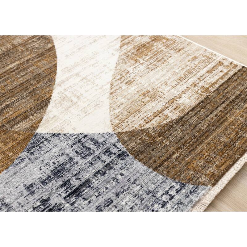 Sydney Collection - Cream Brown Grey Curves Area Rug