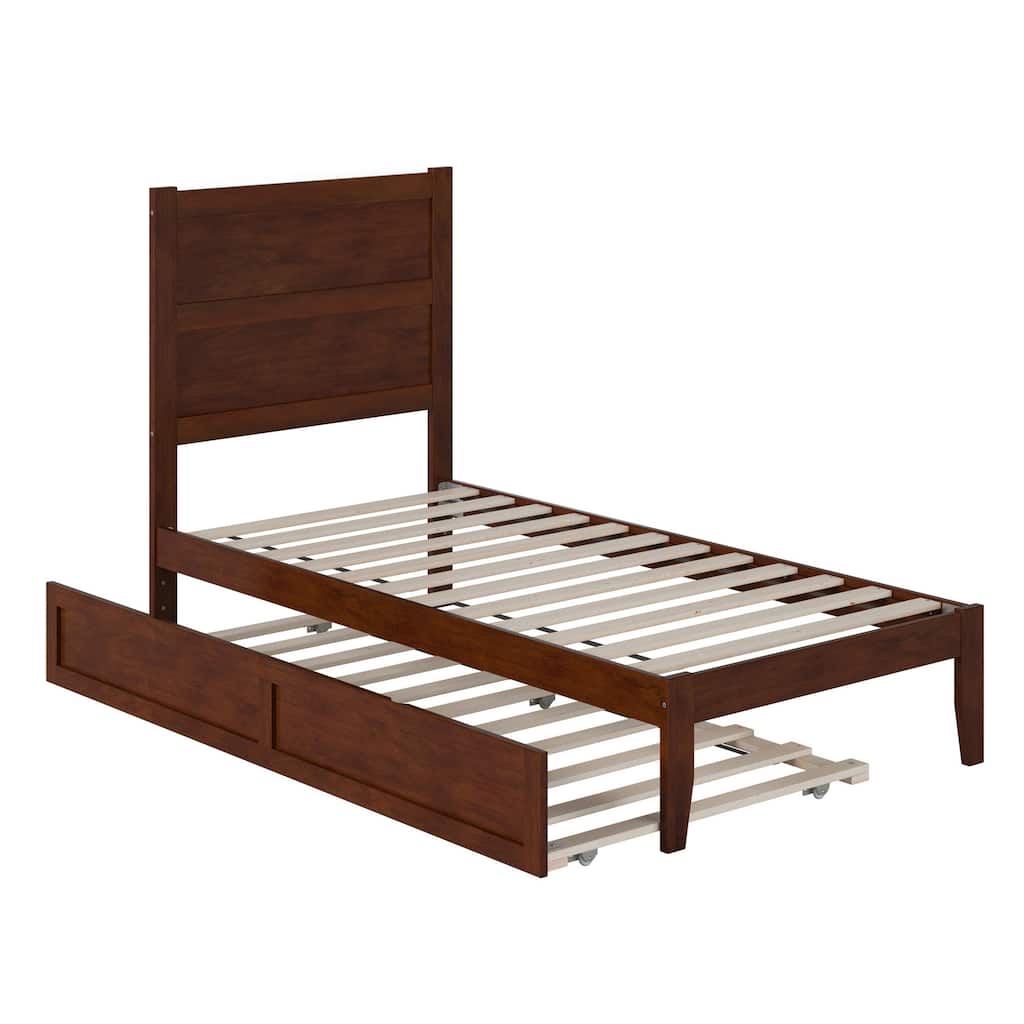 NoHo Twin Platform Bed with Twin Trundle in Walnut