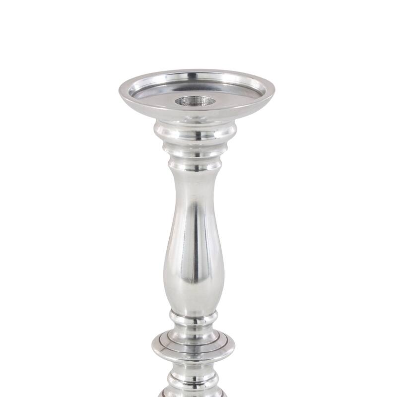 Aluminum Metal Candle Holder - Set of 3 Silver - Roche River Decor - 5"W x 5"L x 14"H