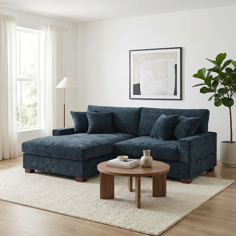 Modern Oversized Chenille Modular Sectional Sofa With Chaise