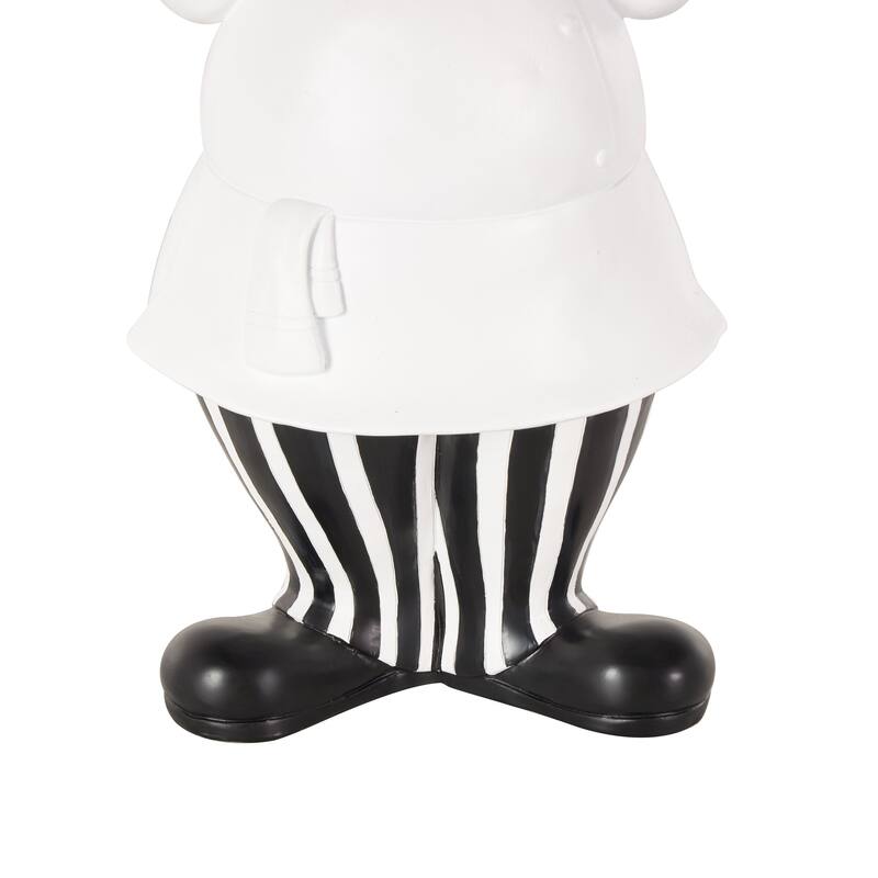 White Polystone Kitchen Decorative Figurine Chef Decorative Sculpture with Black Trays