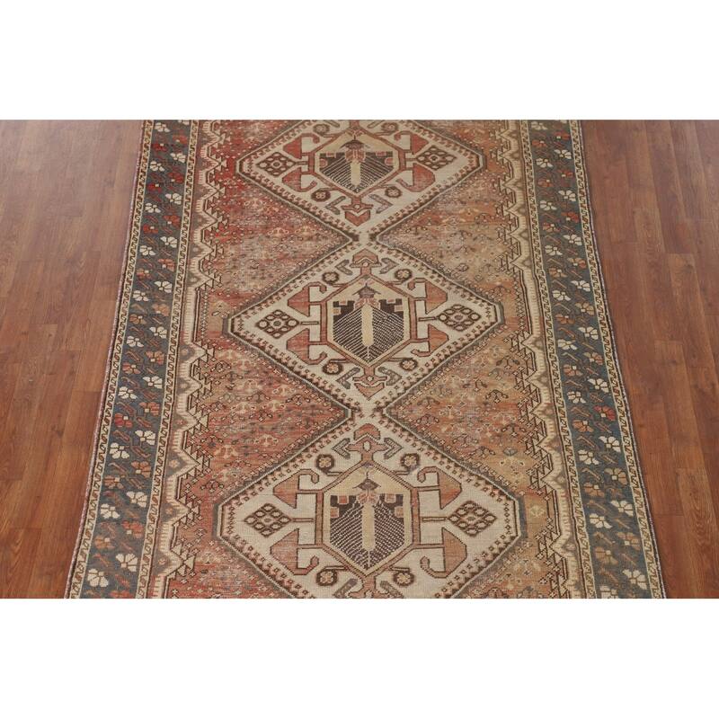 Orange Bakhtiari Persian Vintage Area Rug Hand-Knotted Wool Carpet - 5'1"x 9'10"