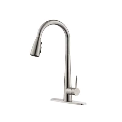 Stainless Steel Brushed Nickel Kitchen Faucet with Pull Down Sprayer , Single Handle and Deck Plate