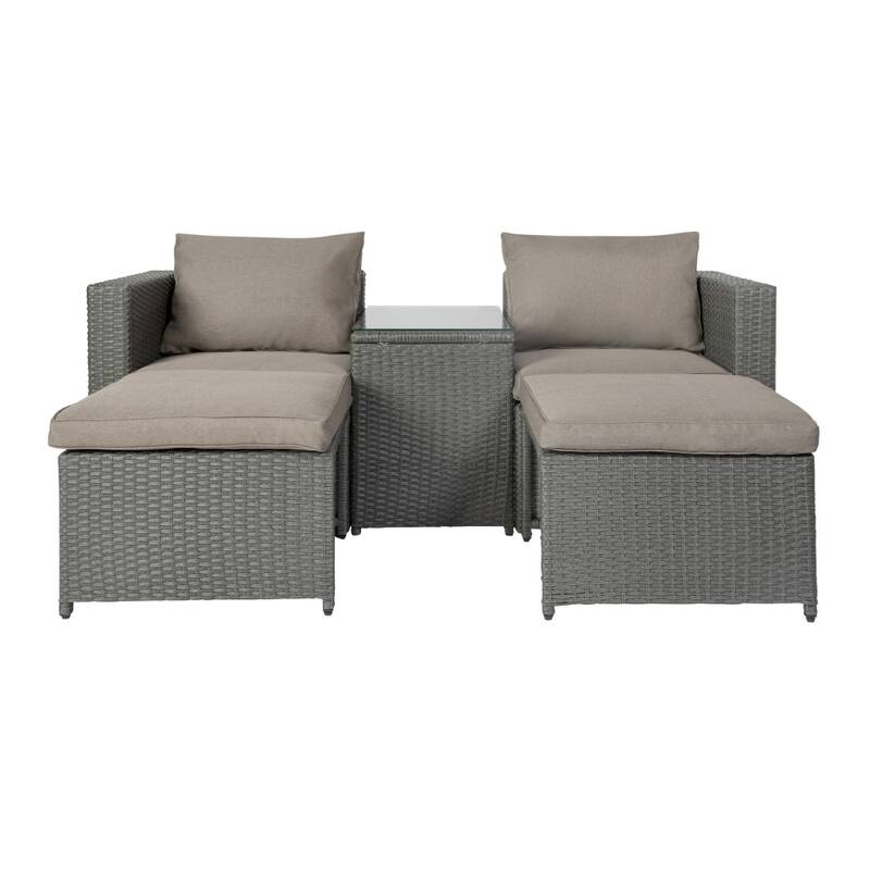 Indoor/Outdoor Modular Loveseat Sofa Set with Table and Ottomans - 24.75"D x 25"W x 30.25"H