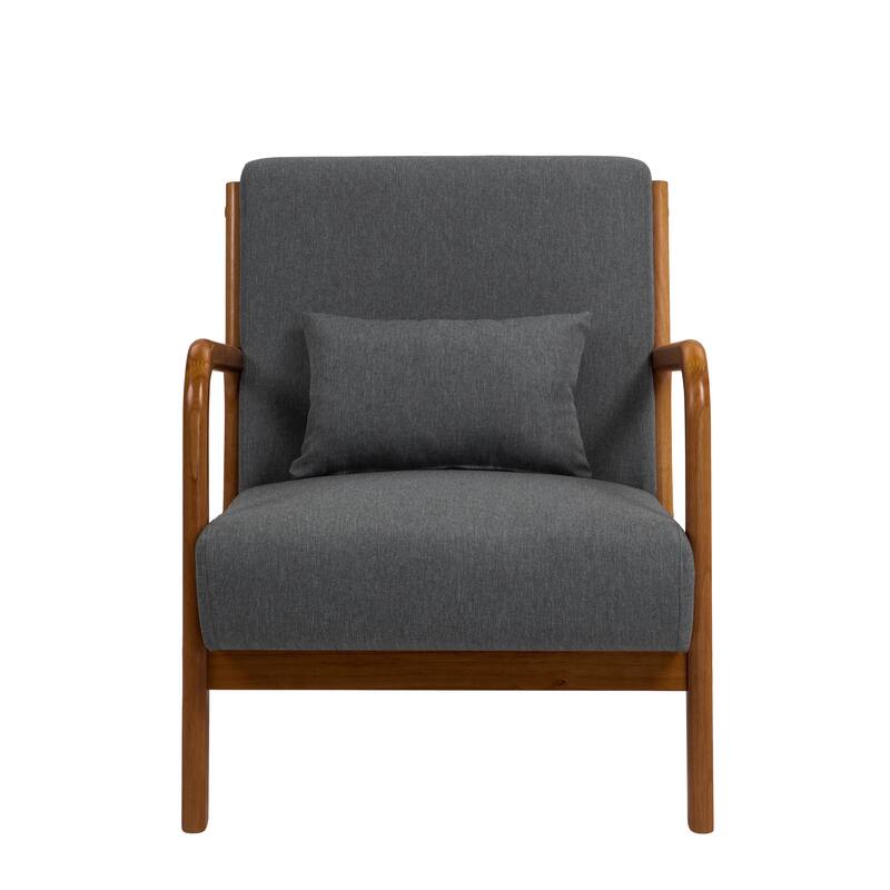 Mid-Century Modern Upholstered Accent Chair with Wood Frame