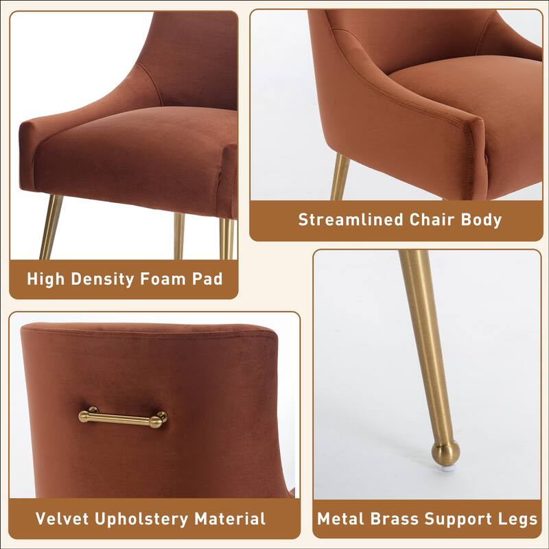 Clihome Stainless Steel Frame Dining Velvet Side Chairs(Set of 2)