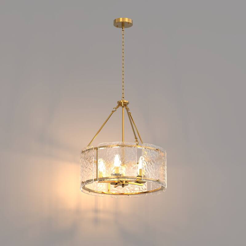 Brass 5-Light Branch Chandelier with Curved Glass Shades, E12 Base