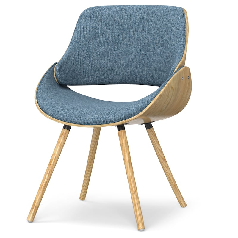 WYNDENHALL Malone Mid Century Modern Bentwood Dining Chair with Light Wood in Polyester linen - 22.8" D x 20.9" W x 30.9"H