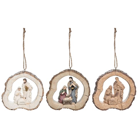 Nativity Ornament, Set of 3 - 3.54" x 1.1" x 3.46"