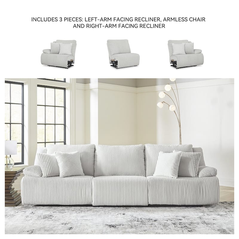Signature Design by Ashley Top Tier 3-Piece Reclining Sectional Sofa - 128"W x 40"D x 41"H