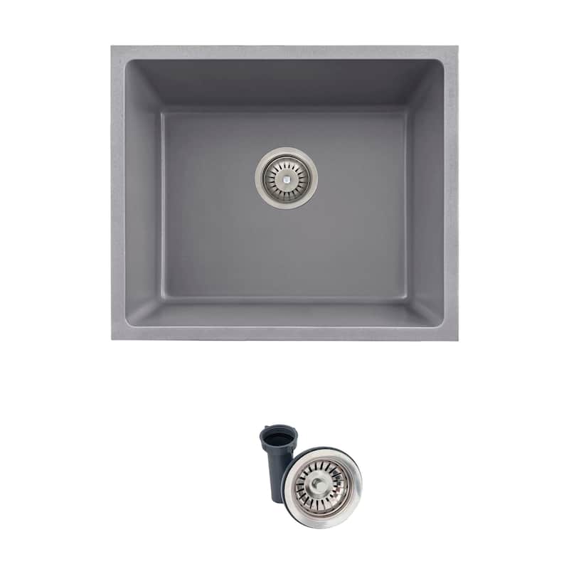 STYLISH Dual Mount 22" Single Bowl Composite Granite Kitchen Sink - 22" x 17.5" x 8.25"