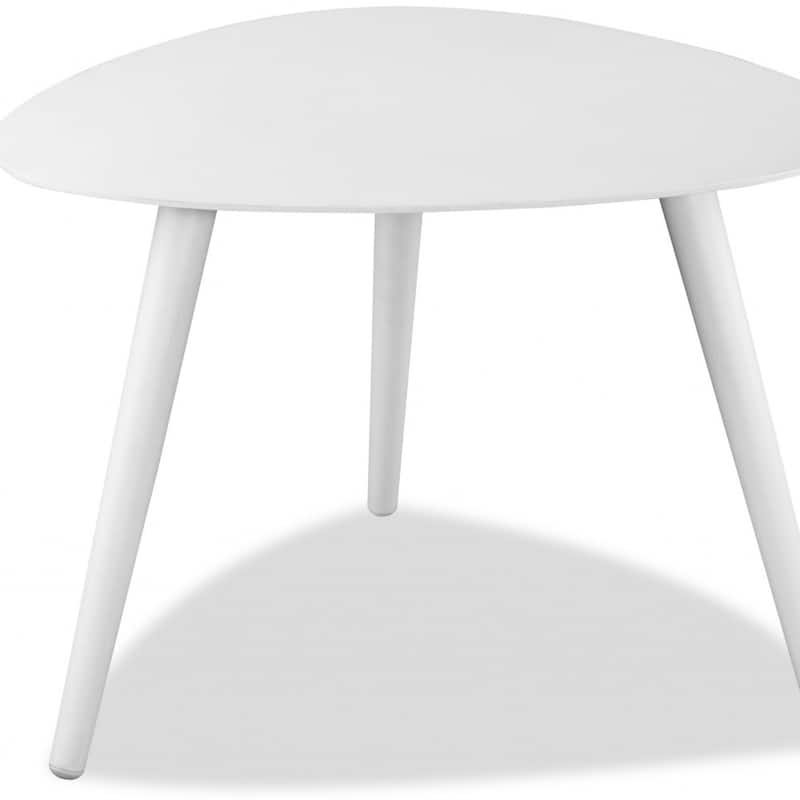 Contemporary 27” White Aluminum End Table with Minimalist 3-Leg Base for Living Rooms - 27”L x 24”W x 16”H