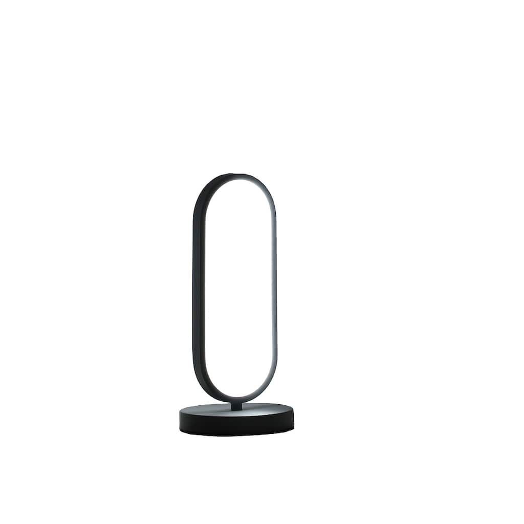 Black Metal LED Desk Lamp with Oval Shape and In-Line Switch - 6.25” x 6.25” x 14” (D x W x H)