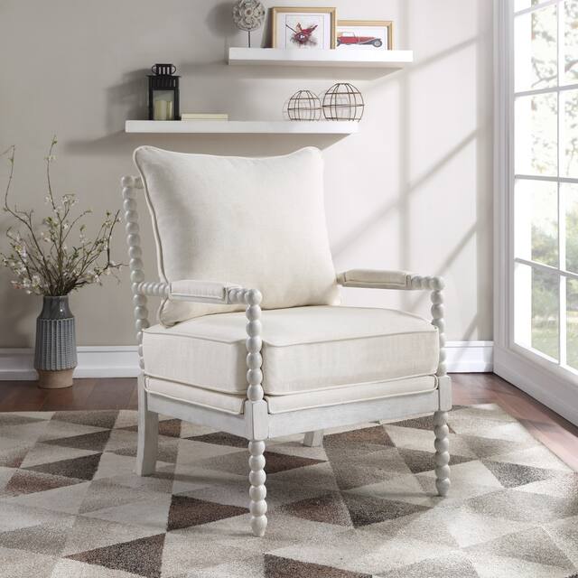 Kaylee Spindle Chair in Fabric with White Frame
