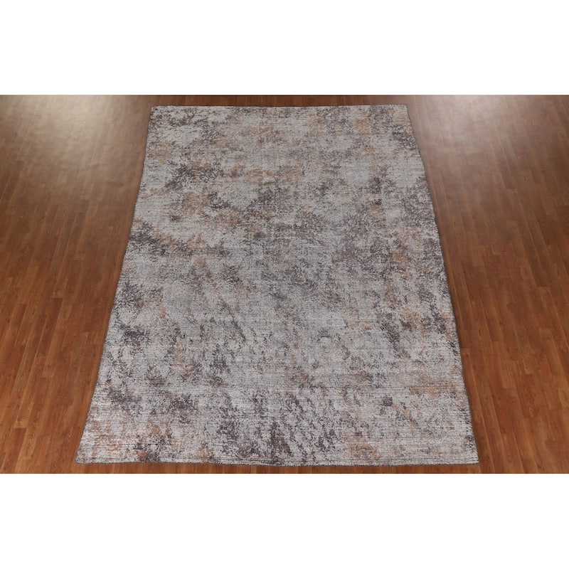Beige Modern Area Rug Handmade Wool Carpet - 8'0"x 11'4"