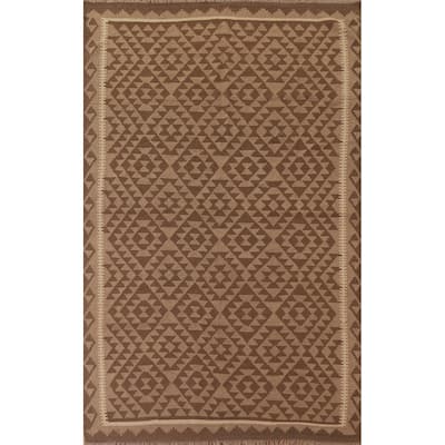 Geometric Kilim Reversible Area Rug Flat-weave Living Room Wool Carpet - 6'9" x 9'10"