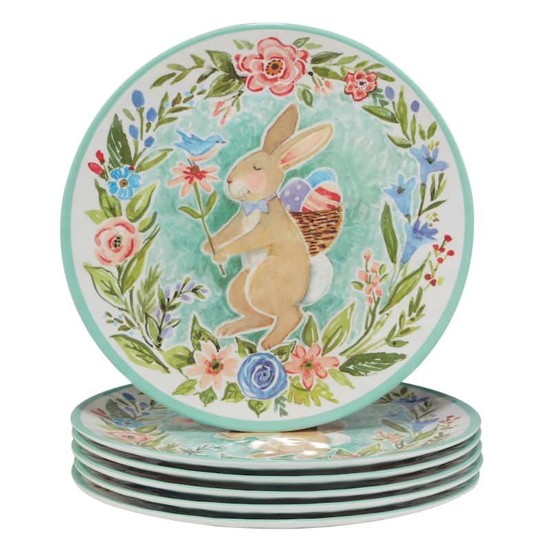Certified International Joy Of Easter 11" Melamine Dinner Plates, Set of 6 - 11" Dia.