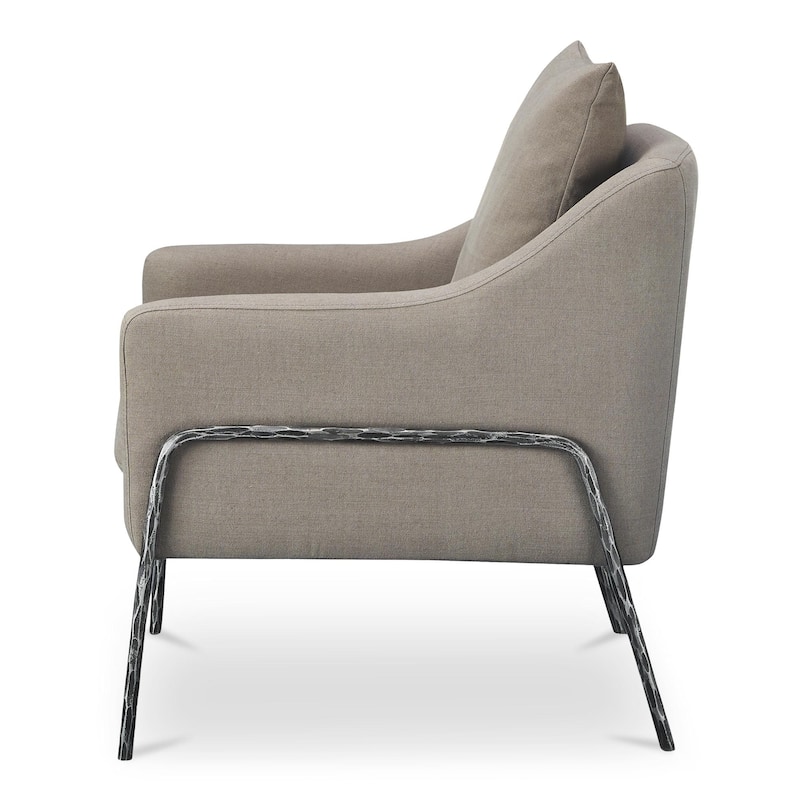 NADAAL STUDIOS Riley, Accent Chair Cotton Linen Blend, Light Grey