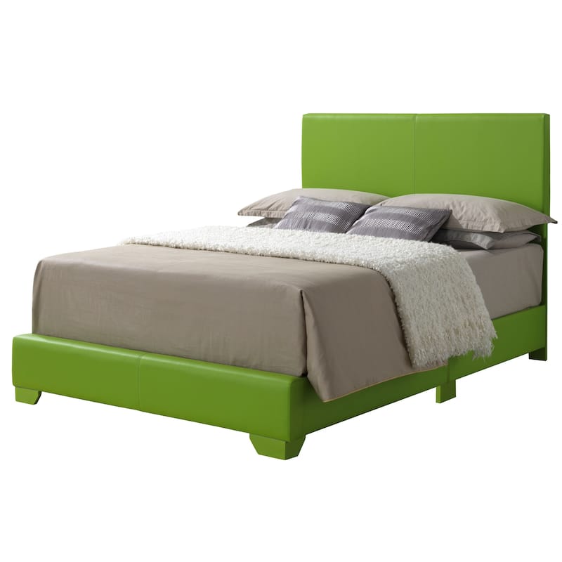 Aaron Faux Leather Bed - Green - Full