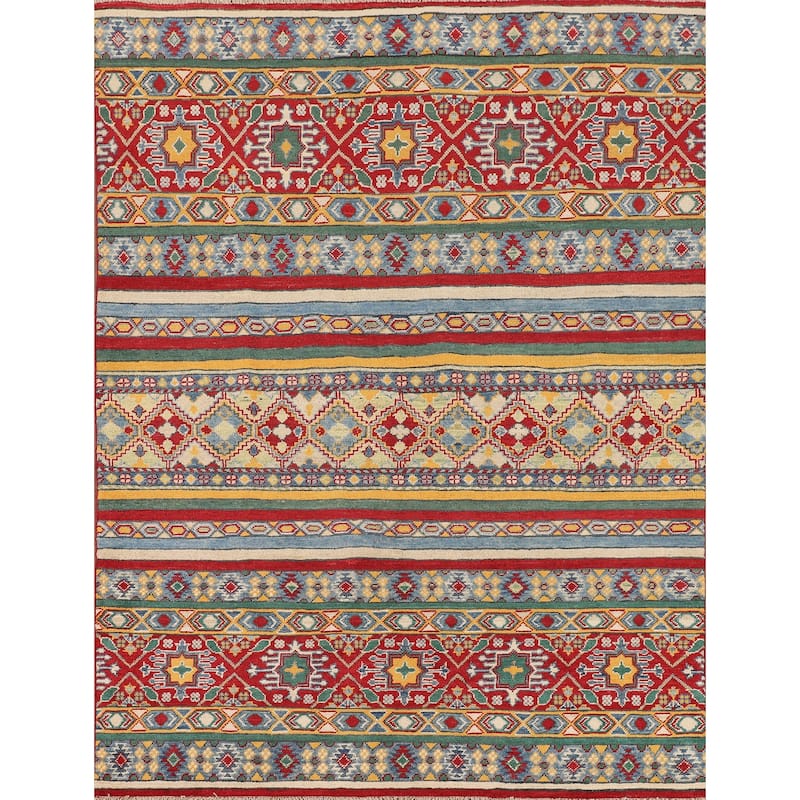 Kazak Oriental Area Rug Hand-Knotted Bedroom Wool Carpet - 5'1" x 6'6"