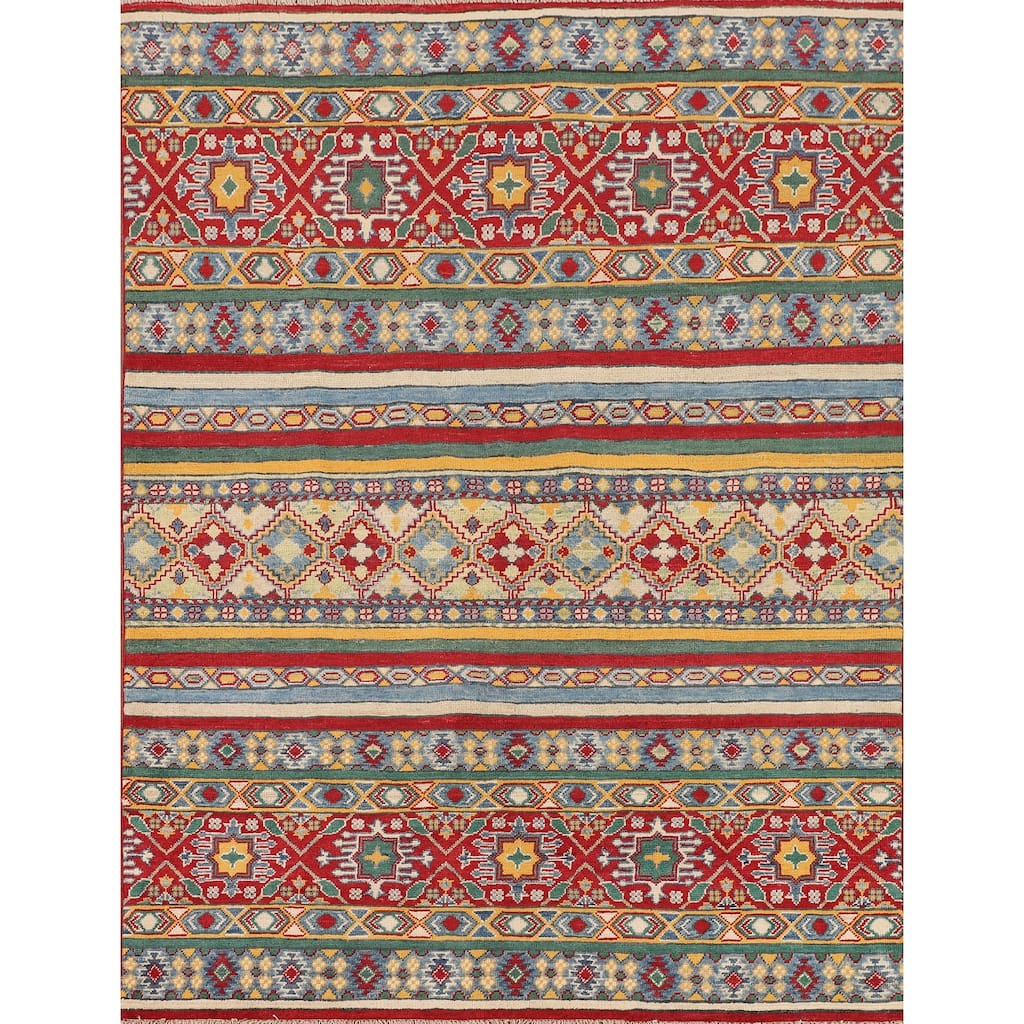 Kazak Oriental Area Rug Hand-Knotted Bedroom Wool Carpet - 5'1" x 6'6"