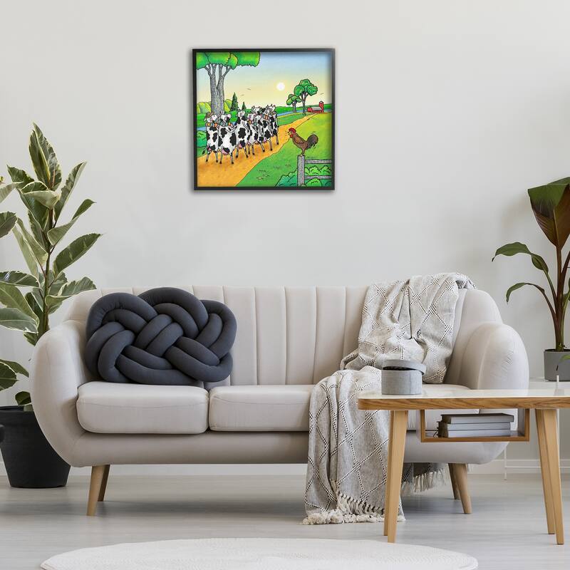 Stupell Funny Cows Come Home Framed Giclee Art Design By Roger Straub