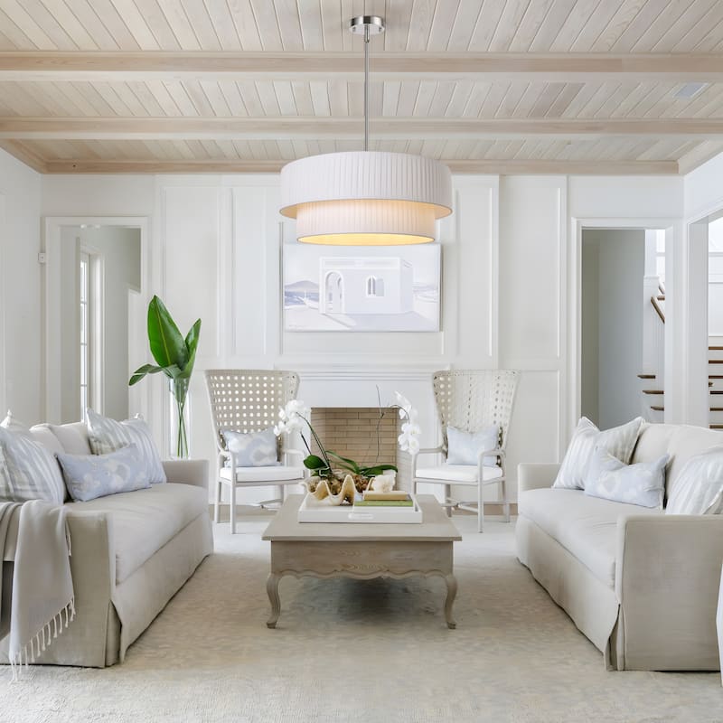 Modern 3-Light Drum Chandelier Fabric Shade Ceiling Hanging Pendant