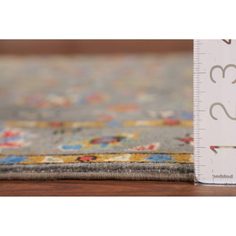 All-Over Gray Oushak Oriental Accent Rug Handmade Wool Carpet - 3'4" x 5'2"