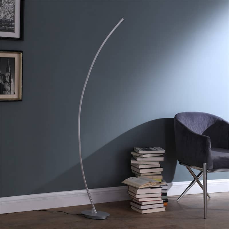 62 Inch Brushed Nickel LED Arc Tube Floor Lamp