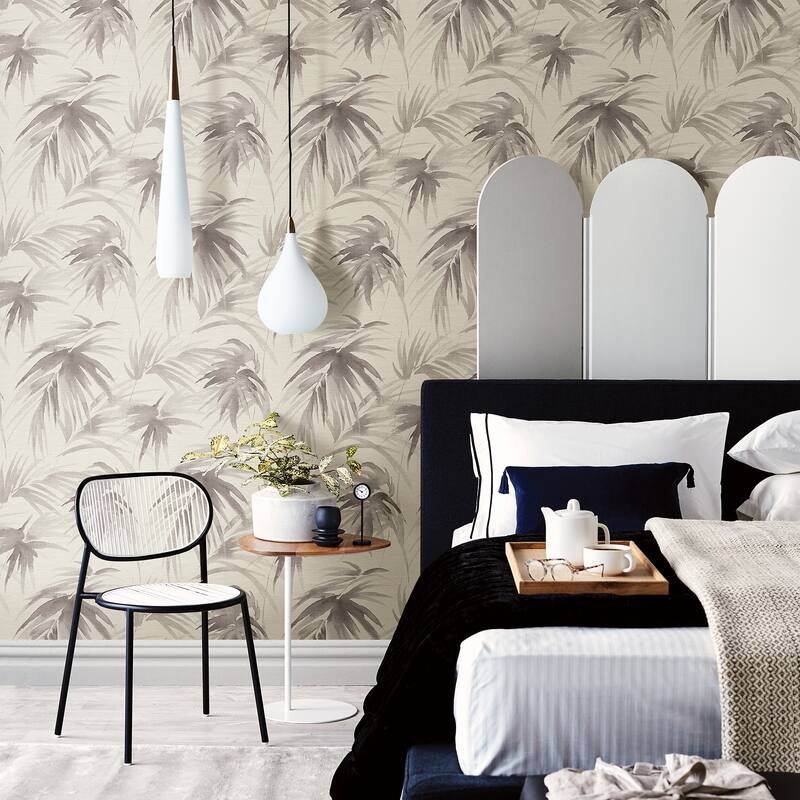 Scott Living Darlana Pewter Grasscloth Wallpaper