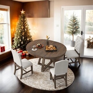 Rustic Style 5-Piece Wood Dining Table Set Kitchen Table Set - Bed Bath ...