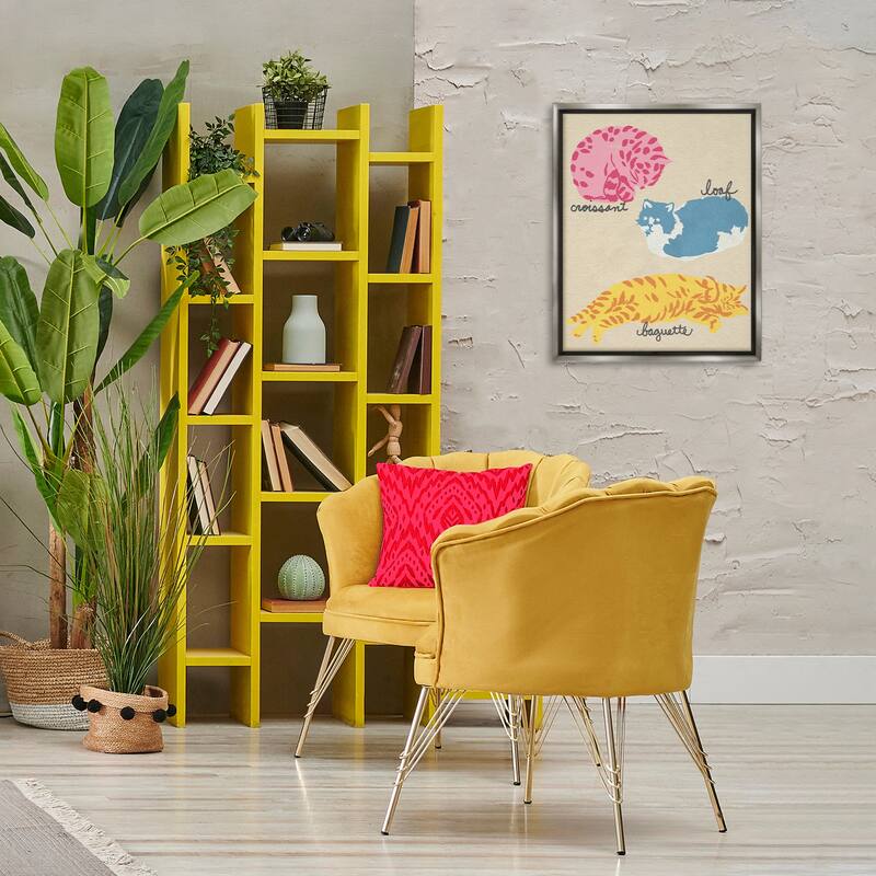 Stupell Funny Relaxing Cat Shapes Framed Floater Canvas Wall Art Design By June Erica Vess