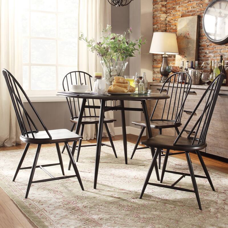 Belita Two-Tone Metal and Wood Spindle Back Dining Chairs (Set of 4) by iNSPIRE Q Modern