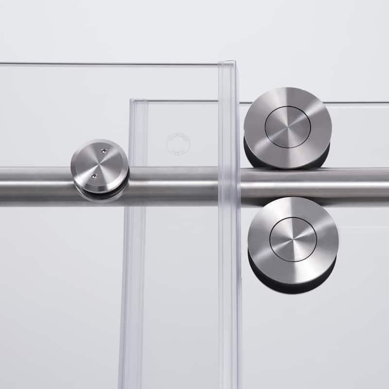 Massa 48" W x 76" H Single Sliding Frameless Shower Door in Brushed Nickel - W 48" x H 76"
