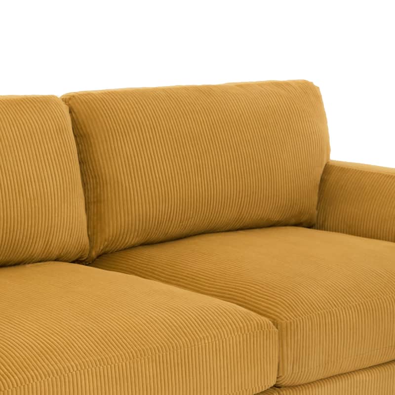 90" Corduroy Sectional Sofa Lounge Sleeper Sofa