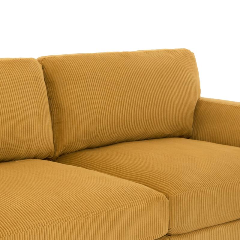 90" Oversized Corduroy Living Room Sofa With Reversible Cushions