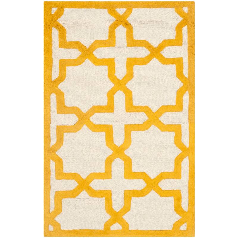 SAFAVIEH Handmade Cambridge Remedios Geometric Wool Rug - 2'6" x 4' - Ivory/Gold