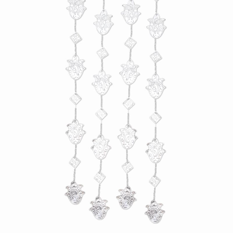 Novica Handmade Holiday Tulips Aluminum Garlands (Set Of 4) - Silver