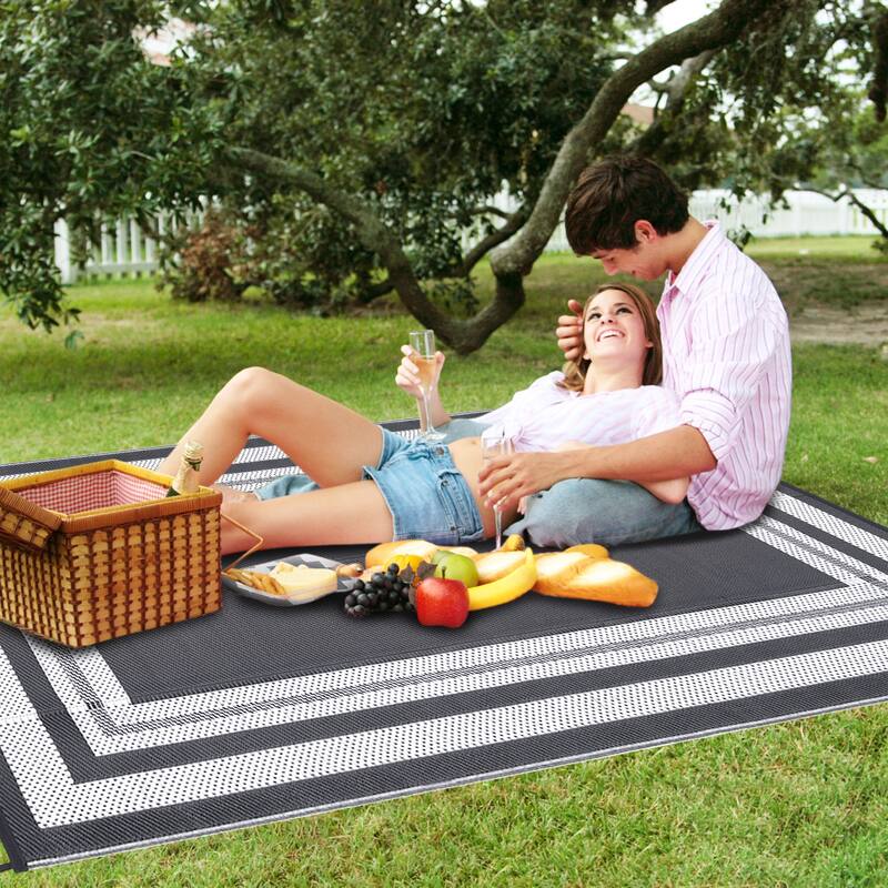 Outdoor Plastic Straw Rug Waterproof Outdoor Rug Reversible Plastic Camping Rugs for Patio Porch Deck Backyard