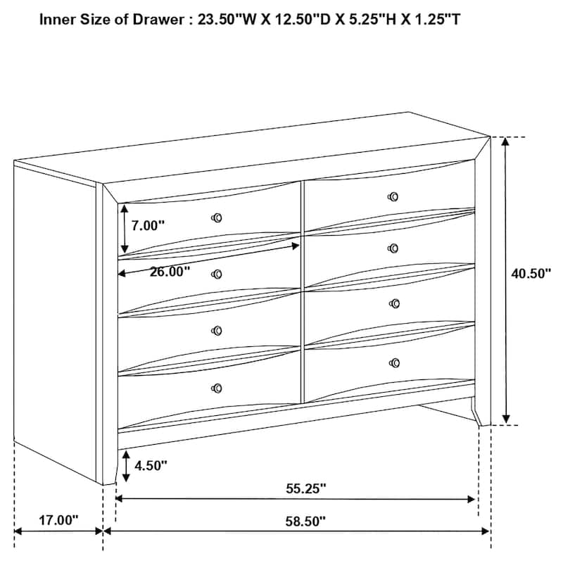 Briana Transitional Wood 8-drawer Bedroom Dresser Black