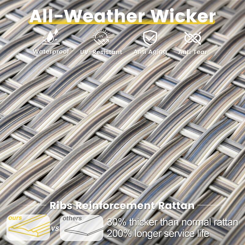 XIZZI 9-piece Patio Furniture Outdoor Wicker Chair Set with Fire Table