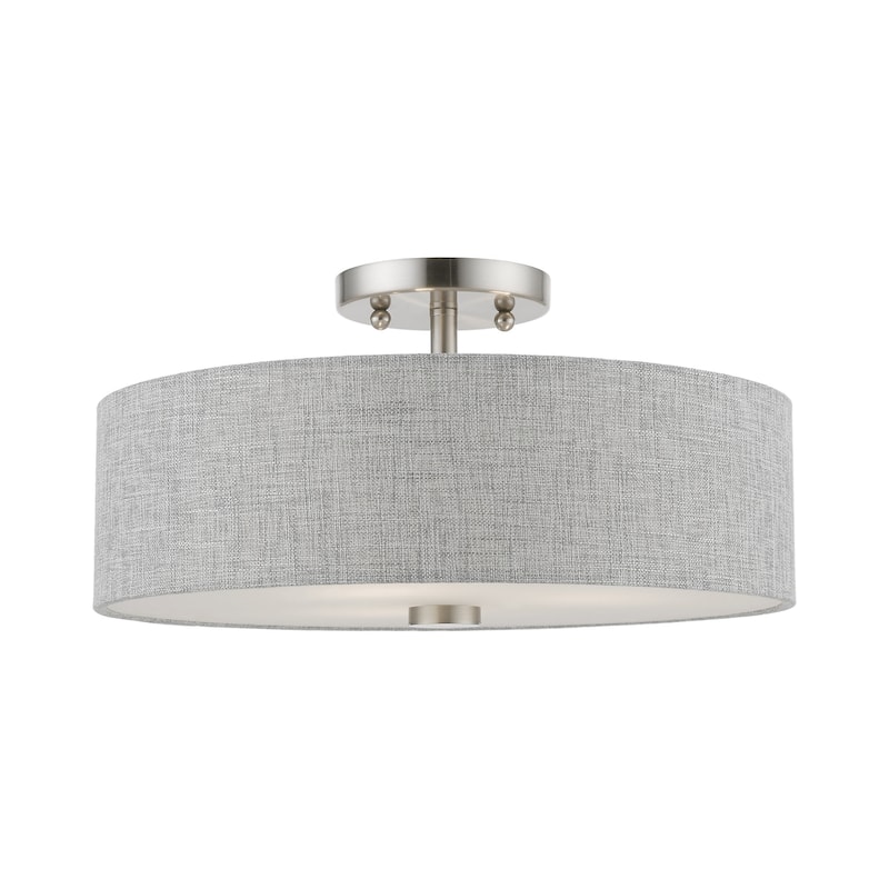 Livex Lighting 46743 Dakota 3 Light 15" Wide Flush Mount Drum Ceiling