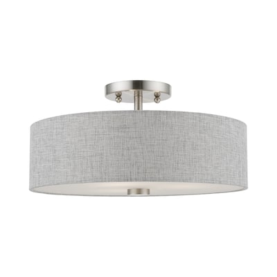 Livex Lighting 46743 Dakota 3 Light 15" Wide Flush Mount Drum Ceiling
