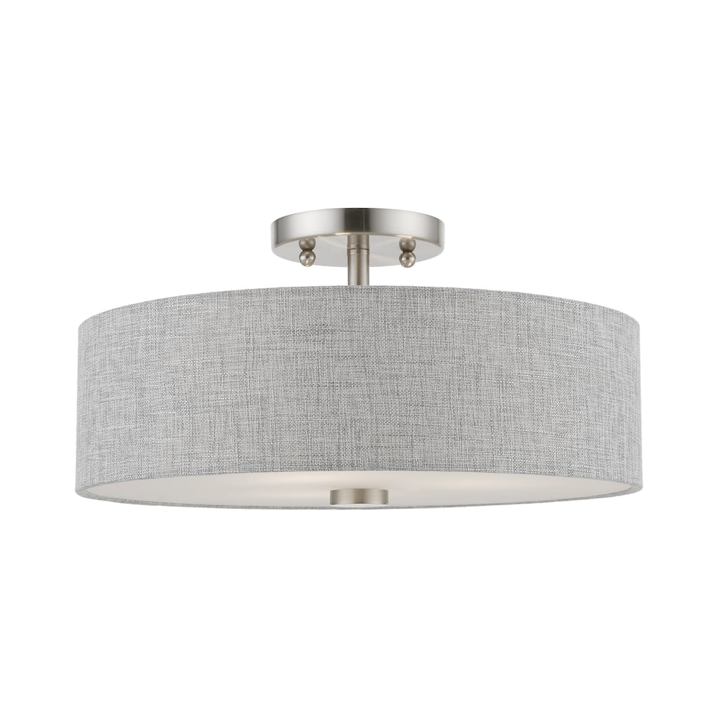 Livex Lighting 46743 Dakota 3 Light 15" Wide Flush Mount Drum Ceiling
