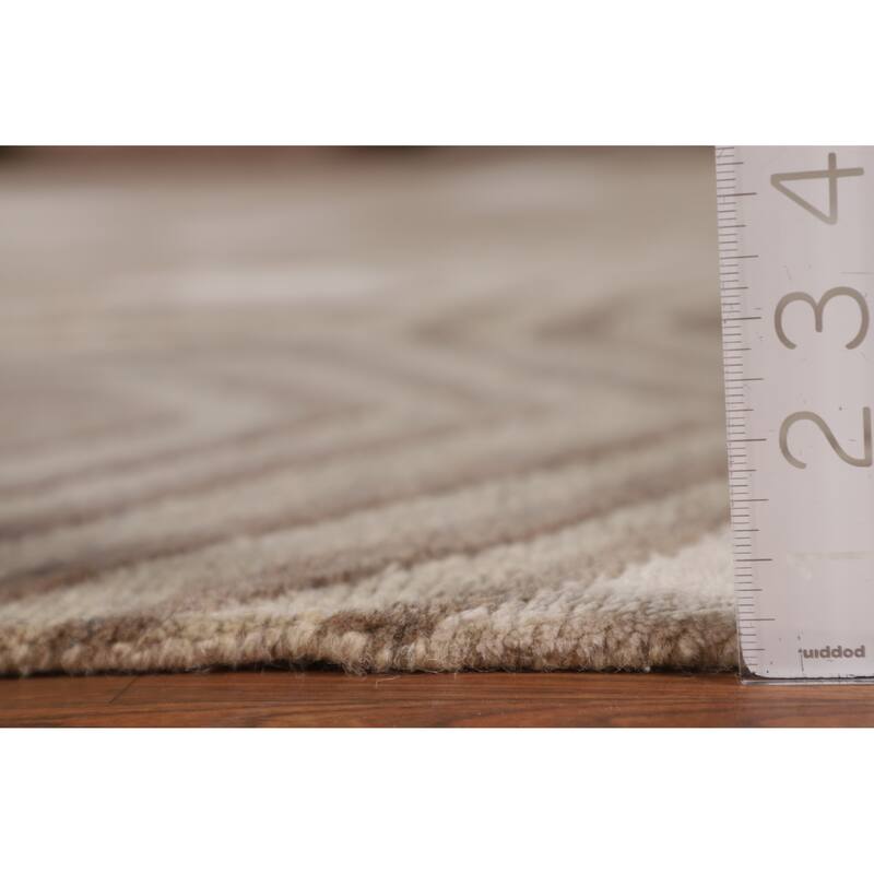 Geometric Indo Modern Area Rug Handmade Wool Carpet - 8'11"x 11'9"