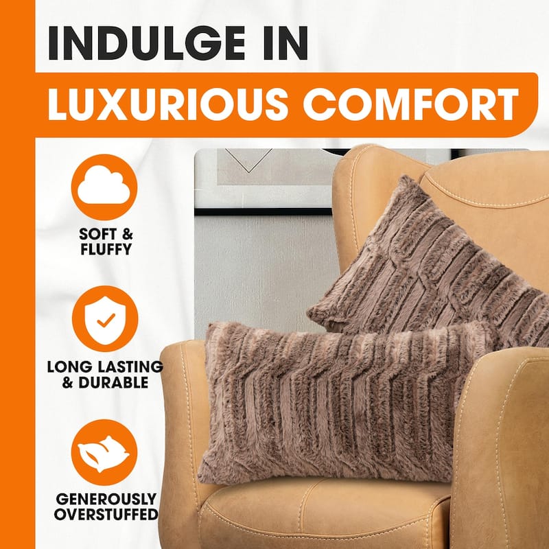 Cheer Collection Set of 2 Decorative Faux Fur Throw Pillow